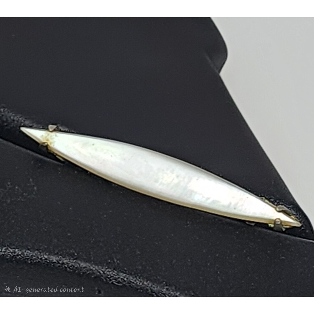 Antique Victorian Mother of Pearl Bar Brooch C-Clasp Edwardian Shell Glove Pin